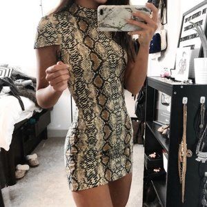 I.AM.GIA SnakeSkin High Neck Bodycon T-Shirt Dress